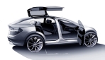 Tesla Model X Flügeltüren Skizze