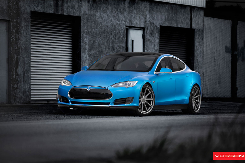 Tesla Model S Matt-Blau-Metallic von Vossen Wheels