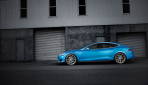 Tesla Model S Matt-Blau-Metallic von Vossen Wheels Seite
