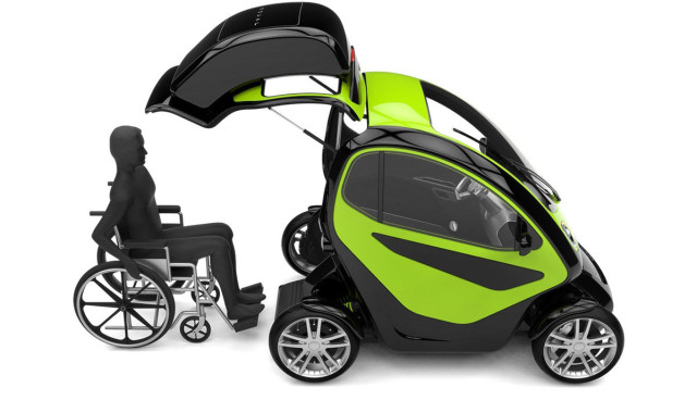 Elektroauto-Rollstuhlfahrer-Equal-Einstieg