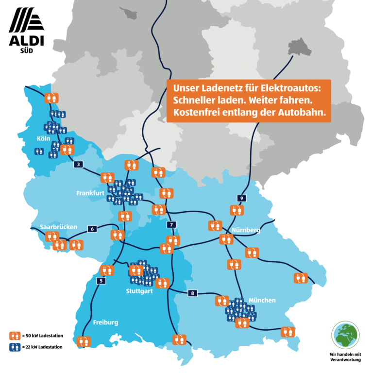 ALDI SÜD baut Elektroauto-Ladenetz aus (Karte) - ecomento.de