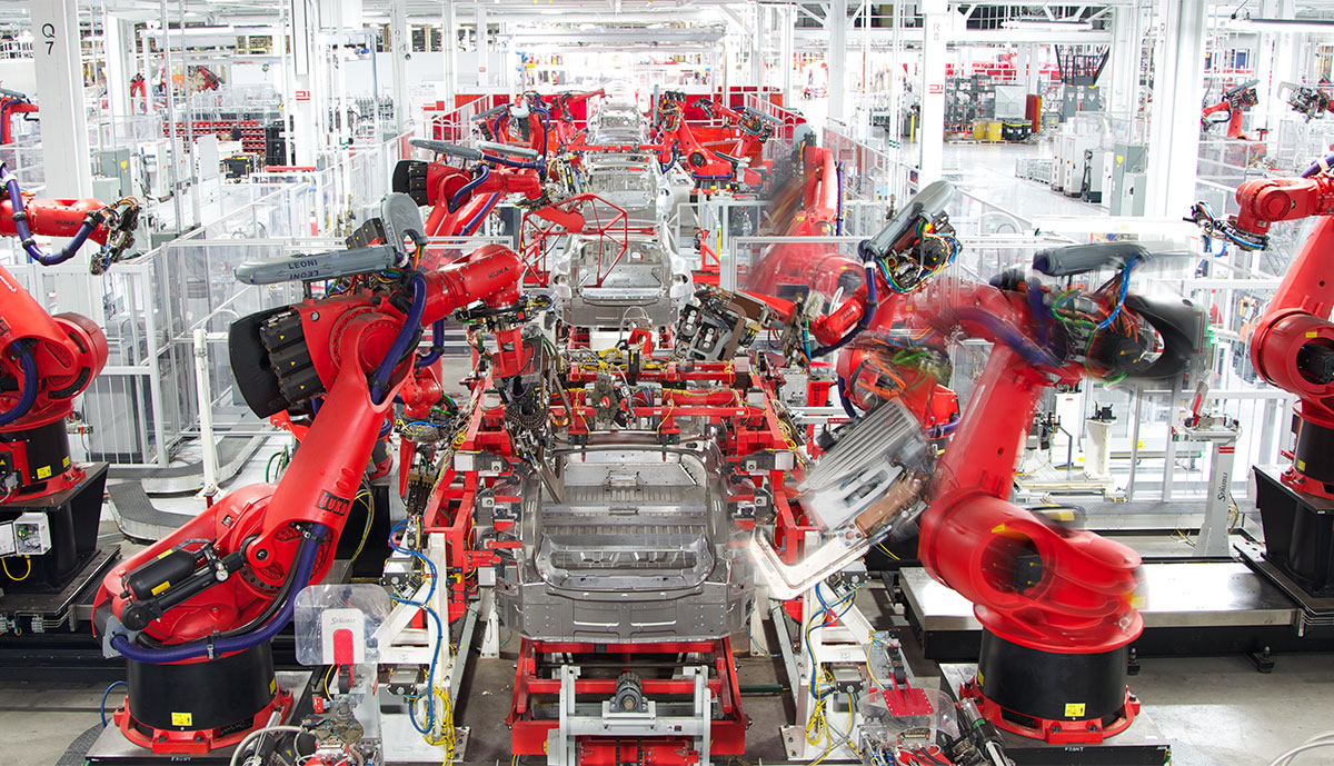 Tesla-Elektroauto-Fabrik-Fremont-Roboter