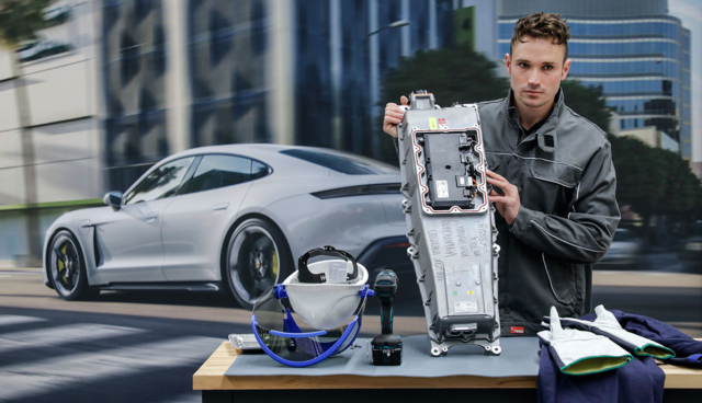 Porsche-Elektroauto-Batterie-Reparatur