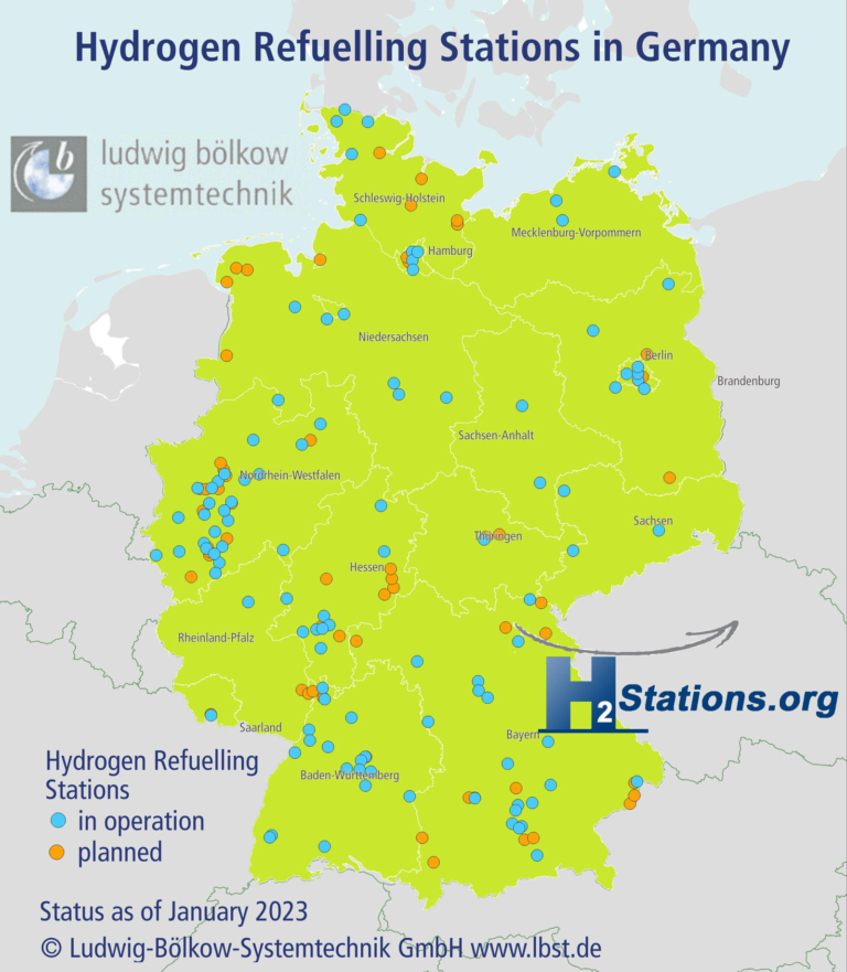 Weltweit 130 neue WasserstoffTankstellen 2022