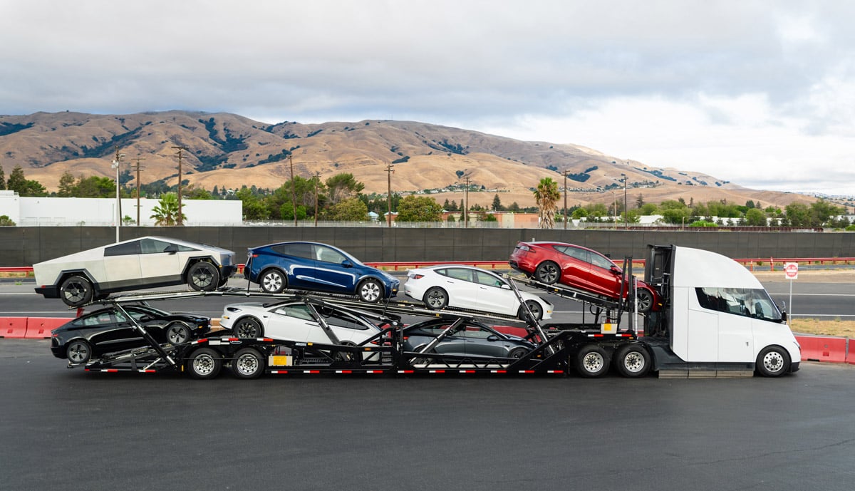 Tesla-Elektroautos-auf-Transporter